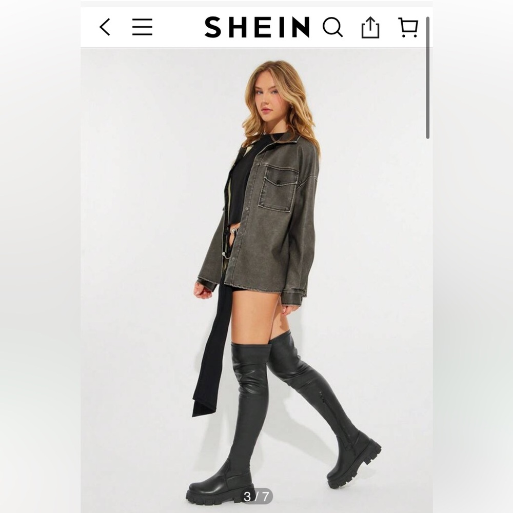 SHEIN Women's Thick Platform Over The Knee Stretchy Heeled Boots, Size US9